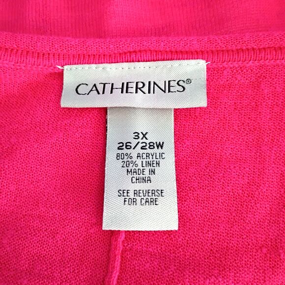 Catherines Open Front Lightweight Cardigan Hot Pink 3/4 Sleeves 3X - Picture 5 of 7